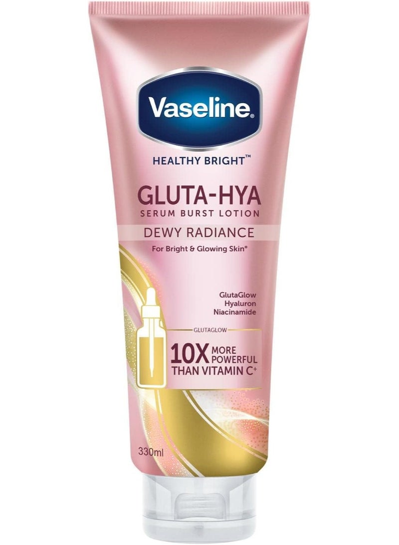 فازلين لوشن سيروم جلوتا هيا الصحي المشرق، لوشن ندى متألق، 330 مل، صنع في تايلاند - Image 1